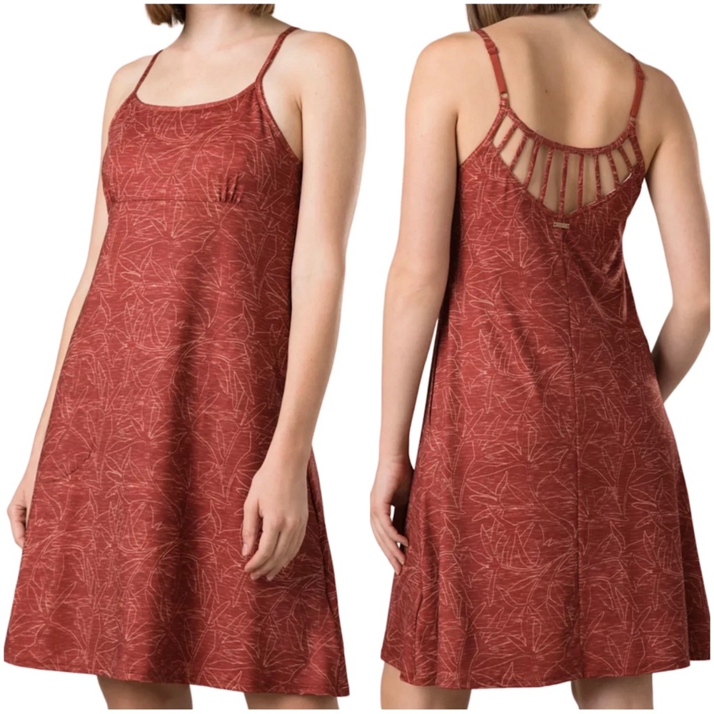 Prana Granite Springs Athletic Dress Rust Sleeveless Strappy Back Size Small